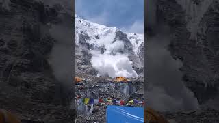 An avalanche near Everest Base Camp khumbuglacier tentcity [upl. by Noswad41]