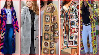 Long Granny Square Cardigan Granny Square Crochet Jacket Patchwork Cardigan Buttonless Cardigan [upl. by Molton406]