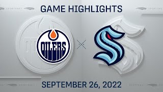 NHL Preseason Highlights  Oilers vs Kraken  September 26 2022 [upl. by Ennairej133]