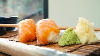 How to make Salmon Nigiri  Sushi School [upl. by Esyahc]