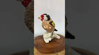 Fully crystallised miniature goldfinch bird figurine hand embellished Approx life size birdart [upl. by Atikaj]