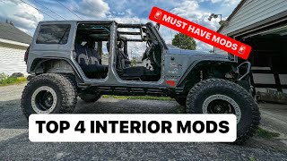 TOP 4 INTERIOR MODS For Jeep Wrangler JK MUST HAVE [upl. by Ybbil]