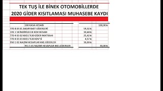 ZİRVE MÜŞAVİRDE BİNEK OTO GİDERLERİNİN TEK TUŞLA MUHASEBELEŞTİRİLMESİ [upl. by Oliy]