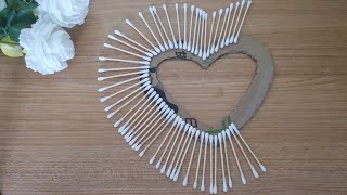 2 Easy wall hangings  crafts made from discarded cardboard and cotton swabs  home decoration ideas [upl. by Ishmul]