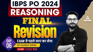 IBPS PO Reasoning  Final Revision Day 6  IBPS PO Preparation 2024  By Saurav Singh [upl. by Aihsenot234]