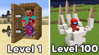 Scary Minecraft Build Hacks From Level 1 to Level 100 [upl. by Ytsrik626]