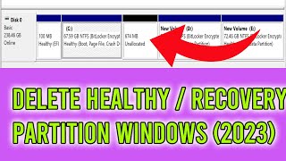 How To Delete Healthy  Recovery Partition Windows 2023 [upl. by Doreg]