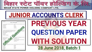 BSPHCL Junior Accounts Clerk Previous Year Question With Solution Adv No 042024 Day To Day Update [upl. by Anaitsirk]