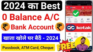 kotak Mahindra Bank Zero Balance Account Opening  2024  Free ATM  Cheque Book Credit Card [upl. by Ojaras]