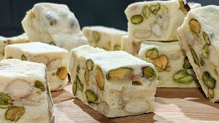 Nougat à la guimauve facile et rapide  Recette fait en 5 min  Épatant   Un délice inratable [upl. by Enitsej]