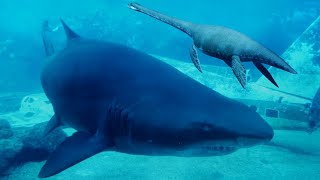 Blue Water White Shark with Jurassic Park sea monsters [upl. by Hardy465]