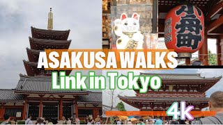 The most distinctive japanese temple，Asakusa Temple Full Scenic WalkTokyo Walk [upl. by Anihsak]