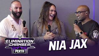 Simon and Nims chat to Nia Jax WWE Elimination Chamber 2024 [upl. by Assele]