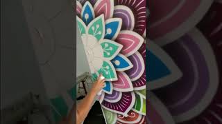 Full mandala  white outline on china wall made with spray paint and maker shorts [upl. by Maletta]