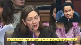 QampA RISA HONTIVEROS  SENATE WITH APOLLO QUIBOLLOY  KOJC SENATE RISAHONTIVEROS ApolloQuiboloy [upl. by Jeminah693]