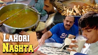 Old Lahore Street Food  Subha ka Nashta  Jeda Lassi Ghousia Muttun Chanay Phaja siri payye [upl. by Anatnahs]