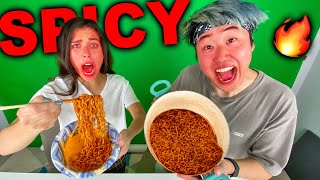 SPICY RAMEN CHALLENGE WITH CARTERS GIRLFRIEND QampA MUKBANG [upl. by Lanza]