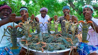 BIG LOBSTER  50 KG Lobster Fry Cooking and Eating In Village  Lobster Recipes with Indian Masala [upl. by Annavaig405]