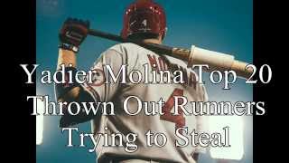 Yadier Molina Top 20 Thrown Out Runners Trying to Steal [upl. by Neyugn]