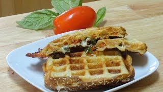 Toasted Tomato amp Basil Wafflewiches Recipe in Waffle Maker by Bhavna [upl. by Richy]