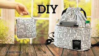 DIY Packable Backpack 👍 Compact Convenient and Customizable Special way to make a backpack [upl. by Maurilia220]