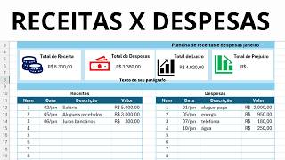 Como controlar receitas e despesas com lucros e perdas no Excel [upl. by Jeanna690]