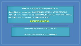 Test 59  Archivo Judicial  test procesal oposicionesjusticia [upl. by Florri106]