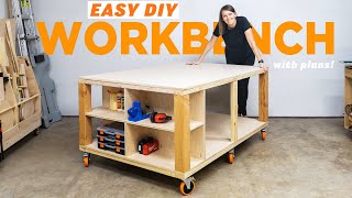 The Heart Of My Workshop  EASY DIY Workbench Mobile with Storage And Plans [upl. by Tiraj268]