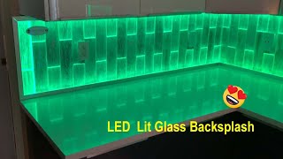 Amazing LED Backlit Glass tile backsplash see it installed [upl. by Nedle945]