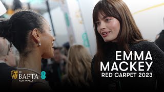 Aimee Lou Wood Distracts Emma Mackey MidInterview  EE BAFTAs Red Carpet [upl. by Osher755]