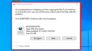 Pc  Fix Interrupted Action An unexpected error is keeping you from copying the file windows 7810 [upl. by Baillie]