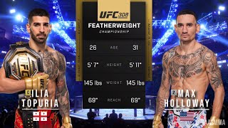 ILIA TOPURIA VS MAX HOLLOWAY FULL FIGHT UFC 308 [upl. by Aivek]