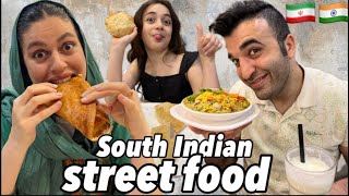 Iranian 🇮🇷 family trying South Indian food in Bengaluru 🇮🇳 streetfood food bangalore [upl. by Etnahsal]