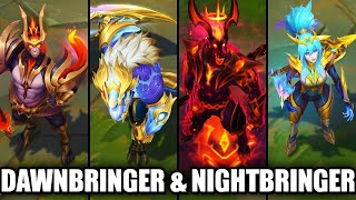 New Nightbringer and Dawnbringer Skins Spotlight 2023 Vayne Nasus Renekton Jarvan League of Legends [upl. by Annasor]