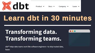 dbt data build tool Crash Course For Beginners dbt Core  Full Tutorial [upl. by Yuu]