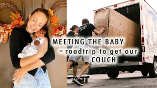 roadtrip to pick up our couch  MEETING THE BABY  XO MaCenna Vlogs [upl. by Connelly558]