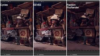 Blender Interactive Renderer Comparison  EEVEE Cycles and Radeon ProRender [upl. by Aihtyc561]