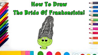 How To Draw The Bride of Frankenstein Art For Kids  Easy Step By Step Beginner Drawing Lesson [upl. by Dorothi]