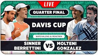 SINNER  BERRETTINI vs MOLTENI  GONZALEZ • Davis Cup 2024 QF • LIVE Tennis Watchalong Stream [upl. by Eiralam]