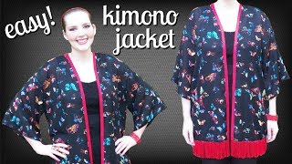 How to Make a Kimono Jacket  Easy DIY Kimono Cardigan  Sewing Projects for Beginners [upl. by Iolanthe125]