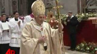 Raw Video Pope Knocked Down at Christmas Mass [upl. by Esinek]