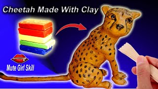 Clay Sculpting  How To Make Cheetah From Clay  Sculpting for Beginners  Modelling Clay  Clayart [upl. by Arimat]