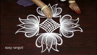 Latest easy rangoli art designs by Suneetha  simple cute lotus kolam  small muggulu [upl. by Llecrup9]