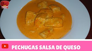 PECHUGAS de Pollo en Salsa de Quesos receta Complaciendo Paladares [upl. by Ahseikal]