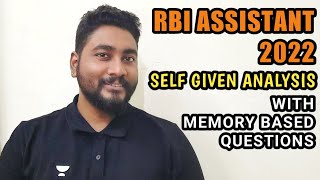 RBI Assistant 2022 Self Given Analysis  RBI Assistant 2022 Memory Based Paper amp Exam Review [upl. by Gabler]