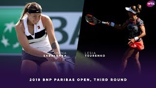 Aryna Sabalenka vs Lesia Tsurenko  2019 BNP Paribas Open Third Round  WTA Highlights [upl. by Jonina191]