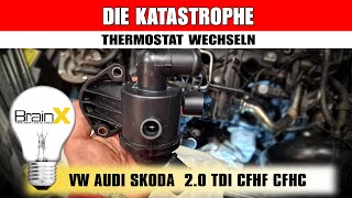 Das Geheimnis Thermostat wechseln 20 TDI Motor CFHF CFHC Katastrophe [upl. by Nohsram]