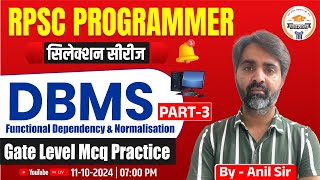 RPSC PROGRAMMER Exam 2024  DBMS Functional Dependency amp Normalisation 3  GATE Level MCQs [upl. by Lamb911]