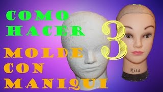 cabeza de papel mache con molde de maniqui parte 3 [upl. by Namien]