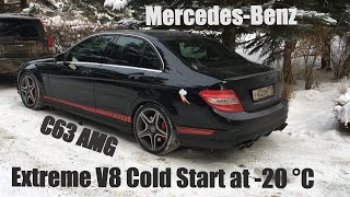 Mercedes C63 AMG Winter Cold Start at 20 °C [upl. by Adnal]